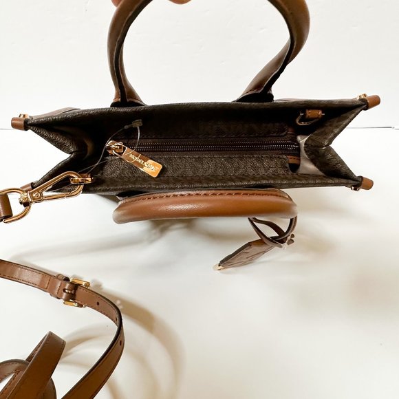 Michael Kors Mirella Small Shopper Tote Shoulder Bag MK Brown - Picture 6 of 12